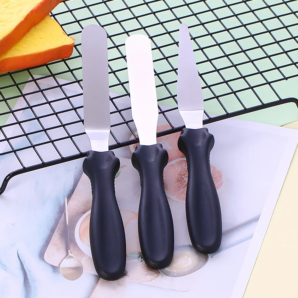 

21cm 3PCS/SET Stainless Steel Butter Spatula Cake Cream Knife Fondant Smoother Cake Decorating Tools Baking Pastry Kitchen Tool