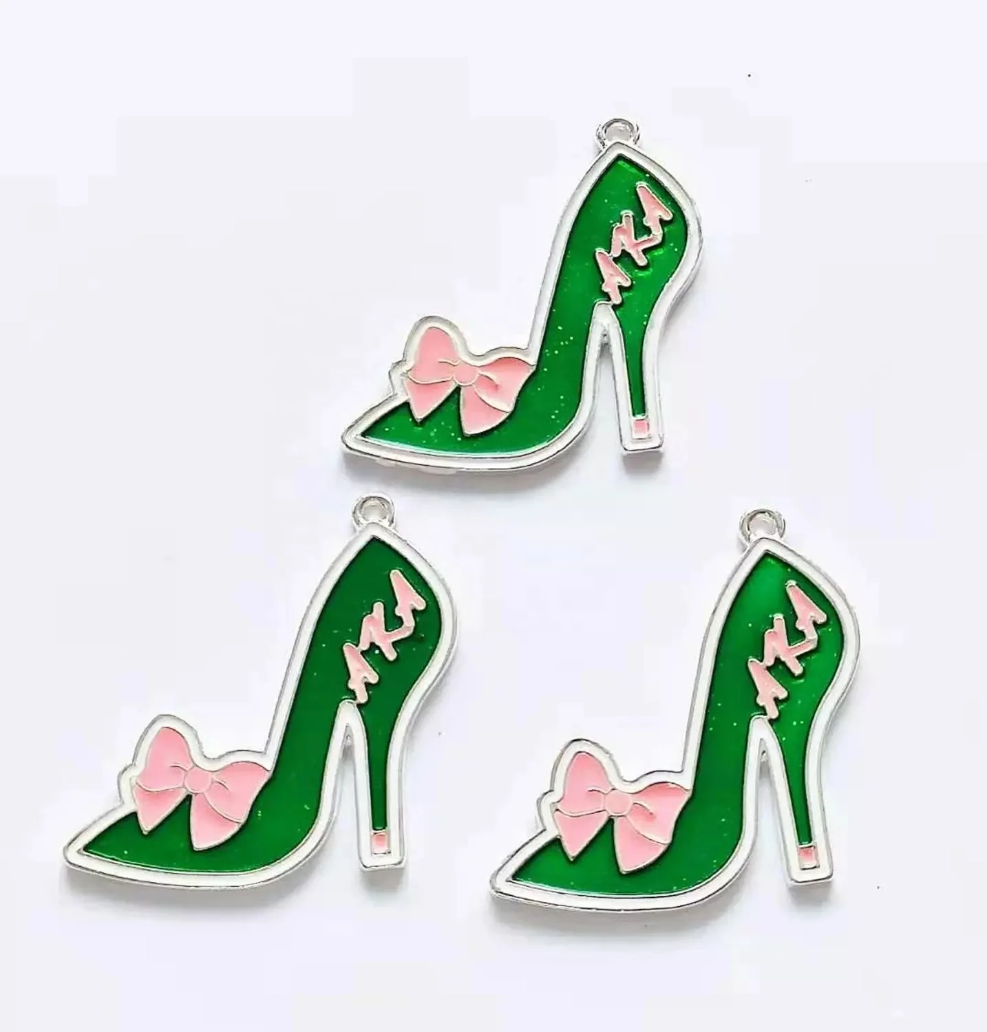 

Sorority DIY Bracelet Charm Accessories Alpha Pink Green Zeta Phi Beta High Heel Shoe Charms Pendant for Jewelry Making, Picture
