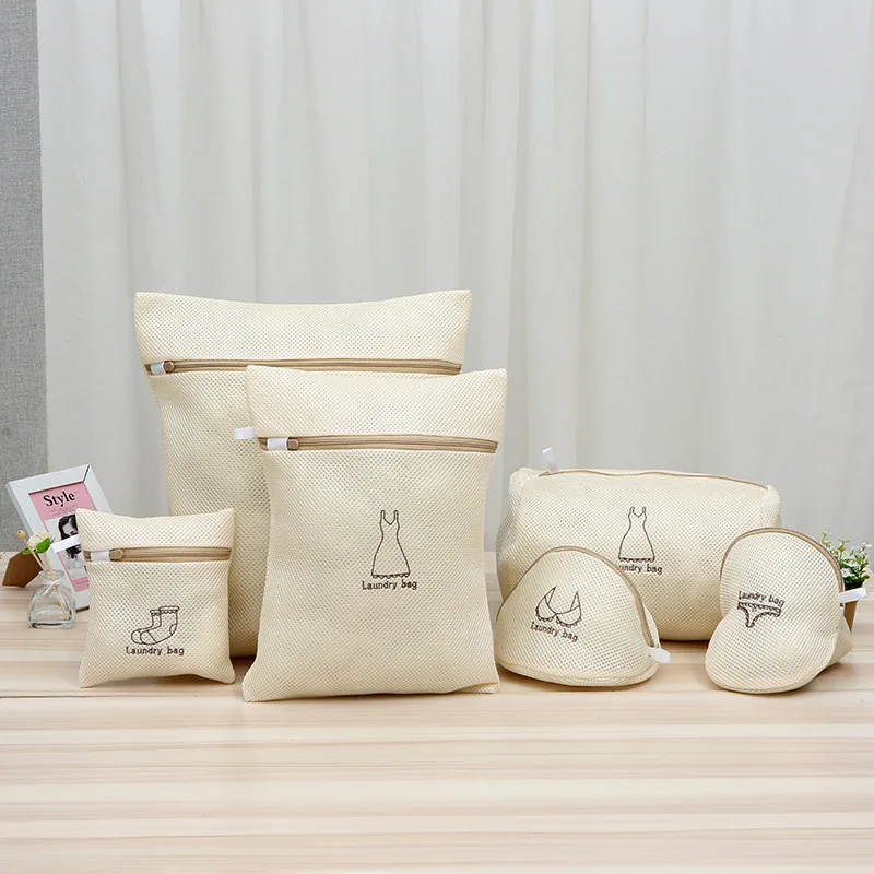 

Eco Friendly Durable Water Soluble Wash Bags Bra Clothes Protector Recyclable Washing Thickened Polyester Mesh Laundry Bag