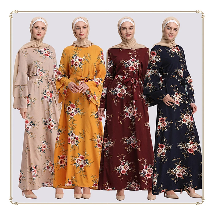 

Fashion arabic muslim dubai saudi malaysia ladies plus size robe long skirt printed dress abaya, Customers' requirements