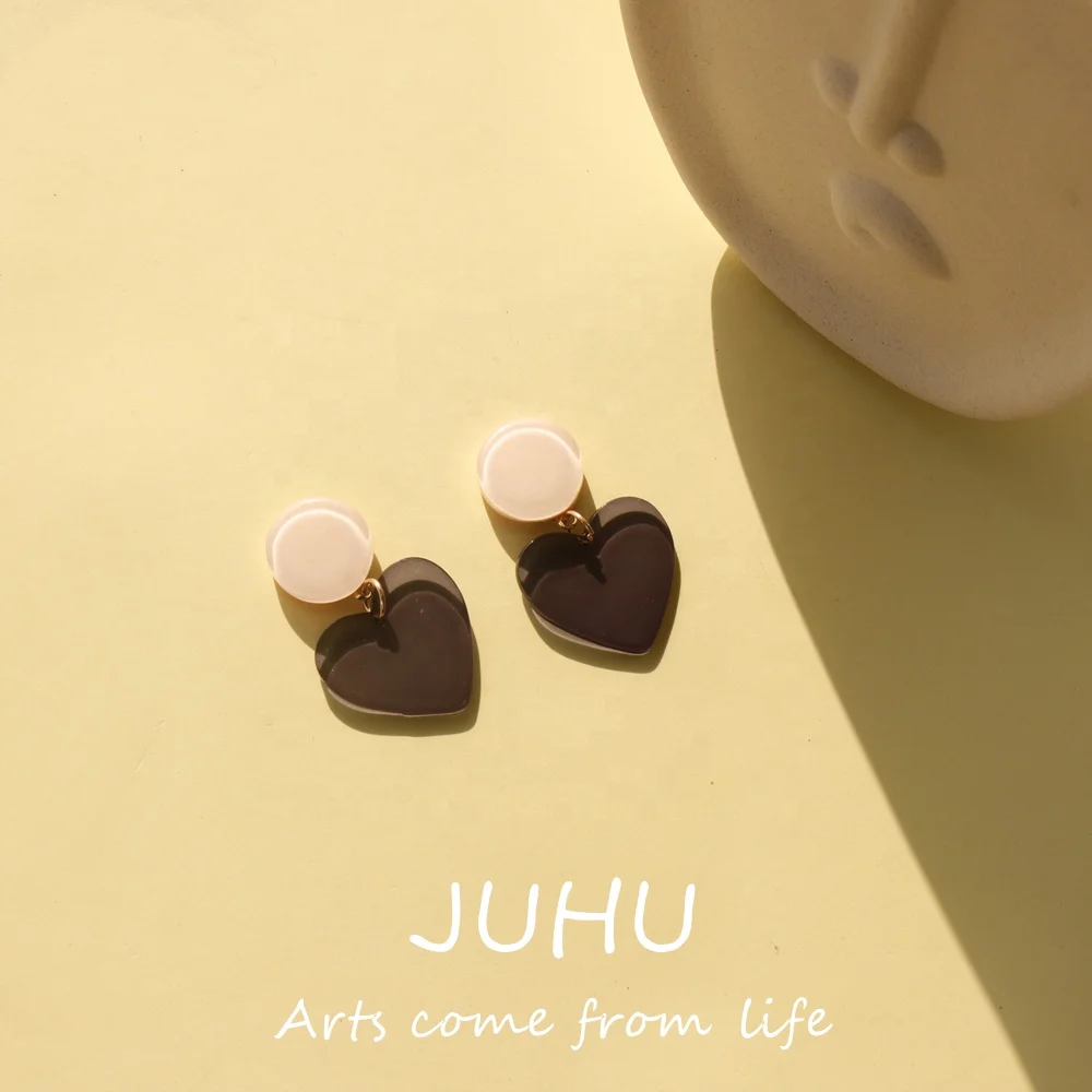 

JUHU Personality Original Printing Creative Acrylic Transparent Unique Stud Earrings For Girl Frosted Gift Party Jewelry, Colorful