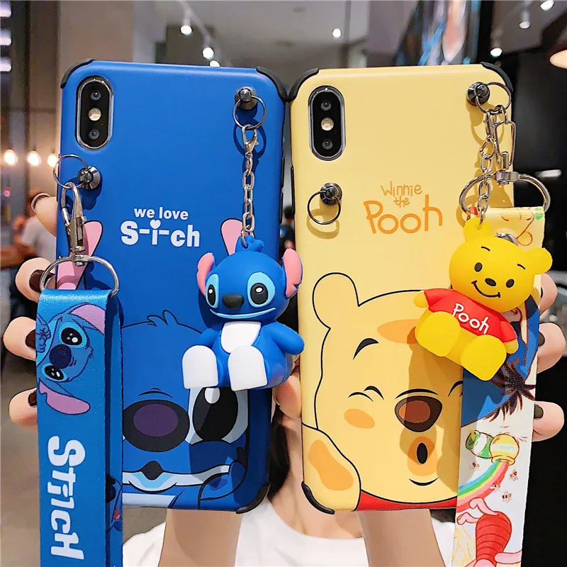 

for iPhone 12 Pro Max 12 11 Xs 7 8 Cartoon Animals 3D Doll Mickey Minnie Mouse Stitch Case, Colorful