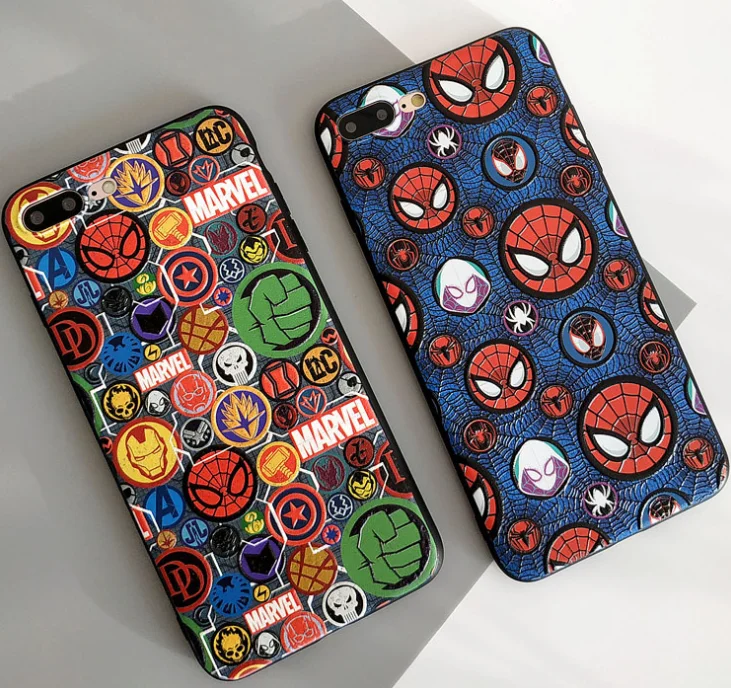 

For iPhone 12 pro max case 12 11 X 7 8 hero ironman Superhero Hulk Spiderman Silicone Case Super hero, Black