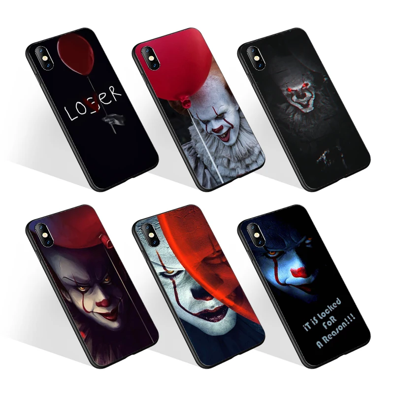 

Custom print Clown Horror joker TPU Phone Case for Samsung A30 A50 A70 Back cover for iPhone 7 8 XS 11coque, Black