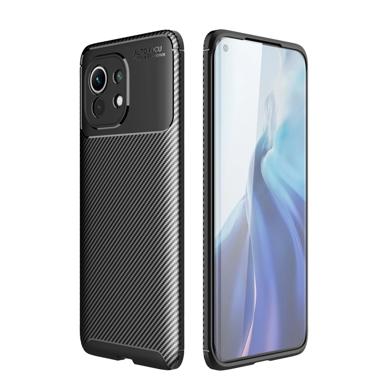 

Carbon Fiber Brushed TPU Silicone Soft Phone Case For Xiaomi Mi 11 10T Pro 10T Lite Poco X3 M3 Note 9T Note9 Pro