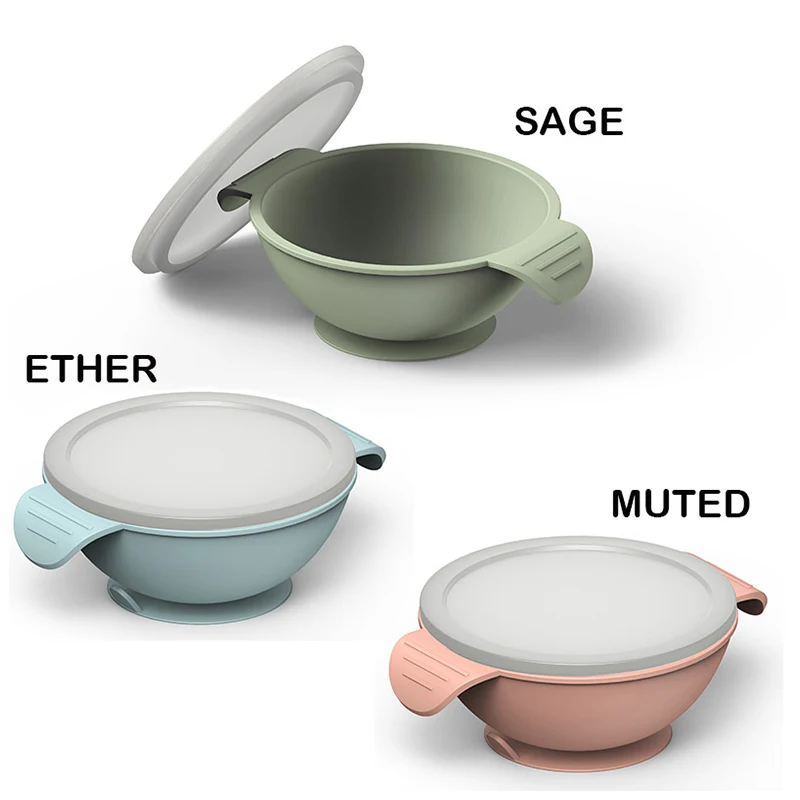 

Dishwasher Safe With Lid Silicone Suction Baby Feeding Bowl