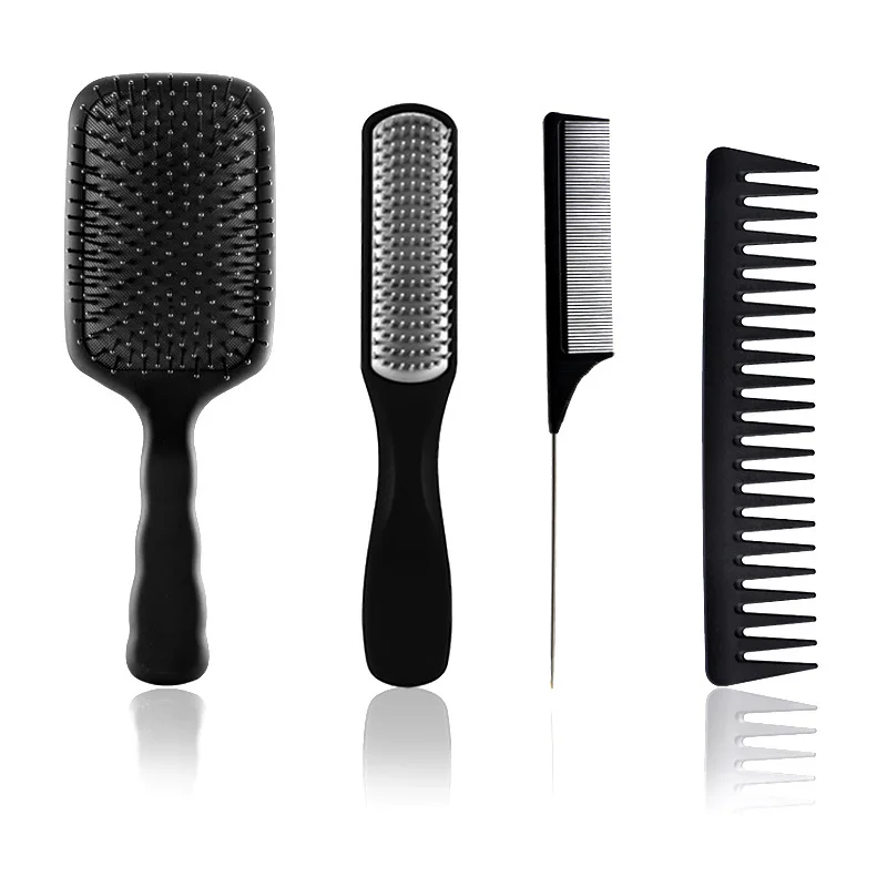 

Hairbrush Comb Set 4PCS, Detangler Paddle Brush Styling Brush Wide-tooth Comb Tail Comb For Wet or Dry Hair