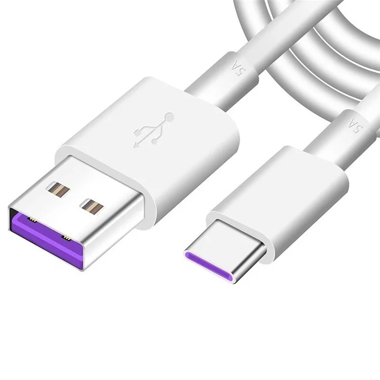 

Fast Charging Cable Type C 1m 3ft USB C Cords 5A Cable Charger for Hua wei P40 P30 P20 Lite Mate 30 Mate 20, White