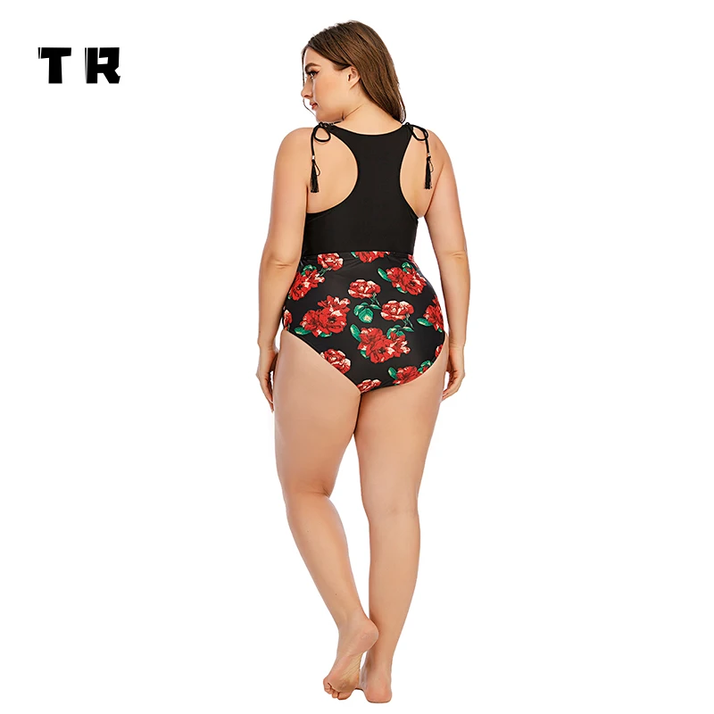 

Wholesale One Piece Fashion Flower Printed Fat Women Plus Size Bathing Suit Mesh Bikini Beach Wear, Solid colors and customized colors