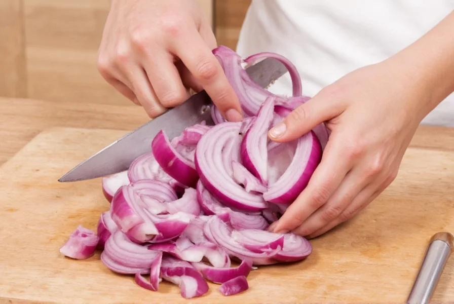 Kitchen station with minced onion uses