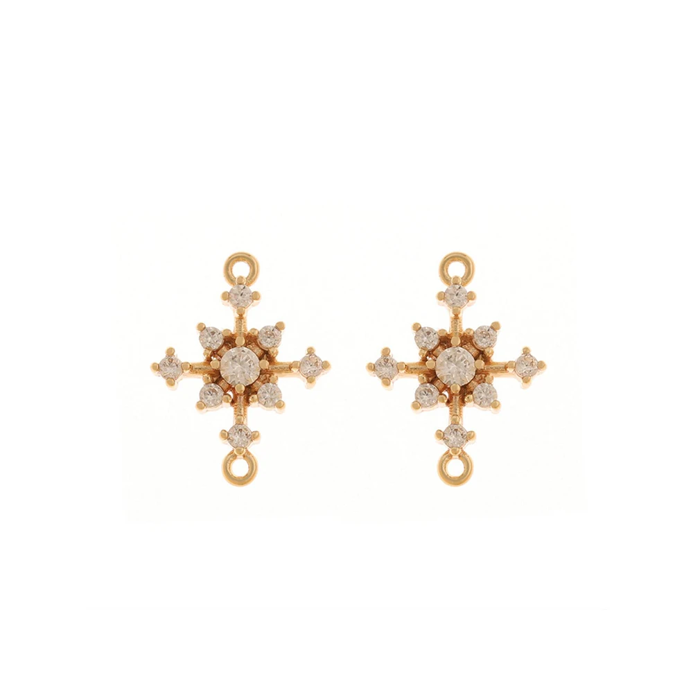 

Jewelry Accessories Cordial Design 20Pcs 10*13MM Jewelry Accessories Hand Made DIY Genuine Gold Plating Flower Shape CZ