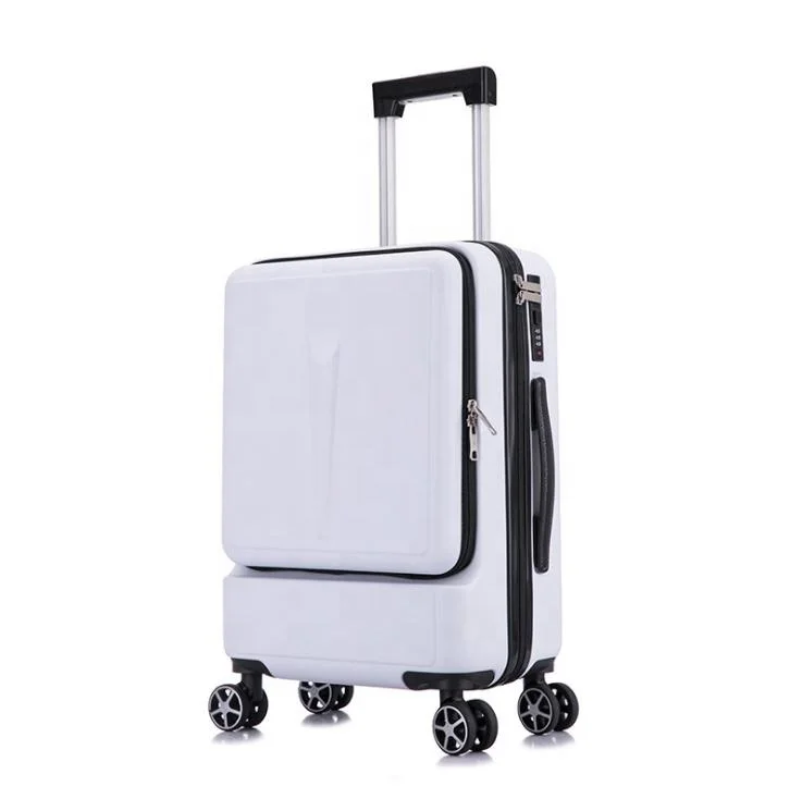 

Front laptop compartment design suitcase cabin trolley luggage abs pc suit case