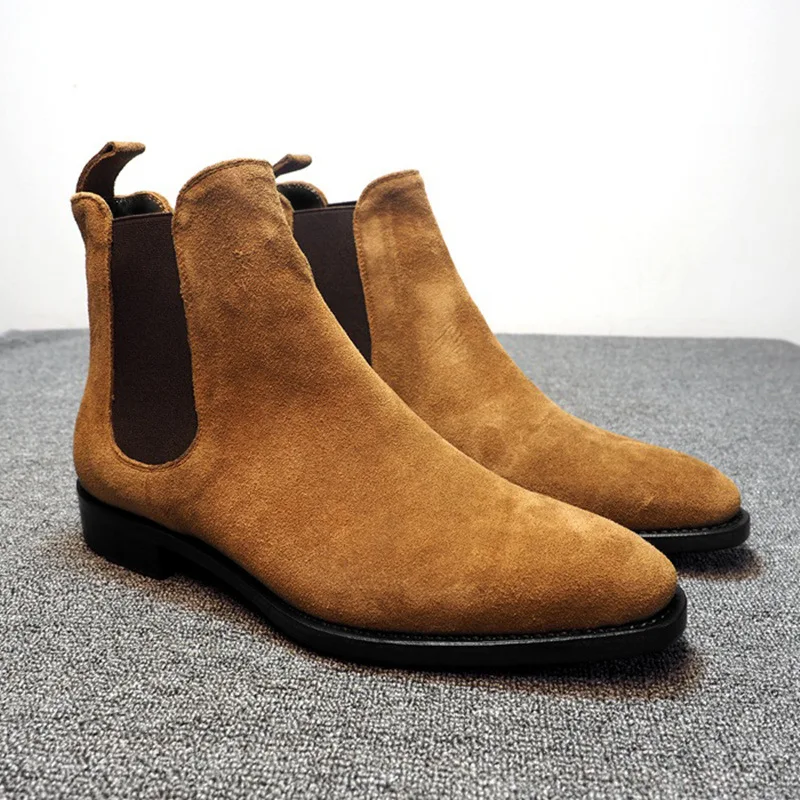 

2021 Winter Fashion Men's Boots Solid Color Suede Casual Men's Chelsea Boots