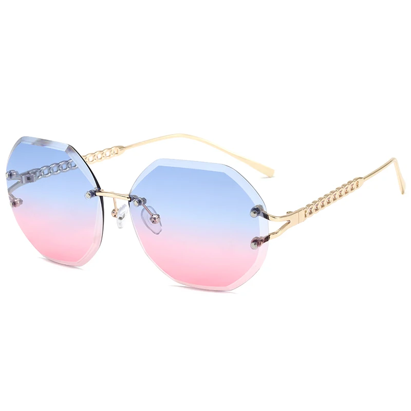 

[RTS] New Arrival Big Metal irregular rimless glasses 2020 new fashion Thick Lens sunglasses women wholesale, Choose