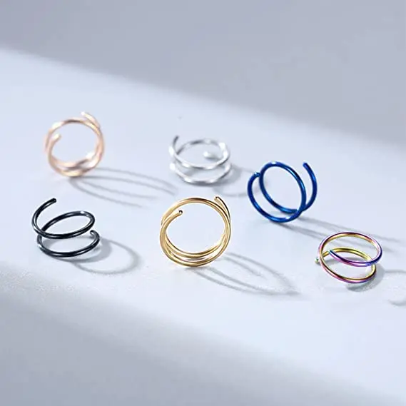 

Twisted Single Wear Spiral Nose Ring Personalized Double Hoop Nose Ring Durable Stainless Steel Nose Ring