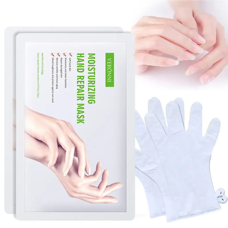 

2021 Hot White Packaging Moisturizing and Hydrating Wholesale hand skin care collagen whitening moisturizing hydrating hand mask, Milk white