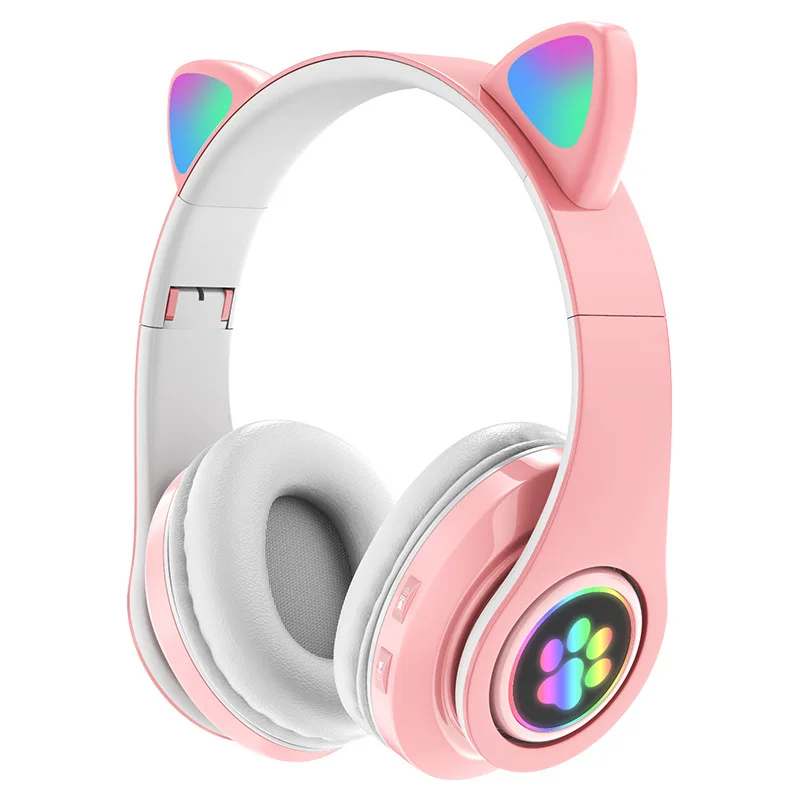 

Amazon Hot Sale Cat Ear Headset BT 5.0 Music HiFi Heavy Bass Over-Ear LED Light Luminous Wireless Cute Cat Ear Earphone