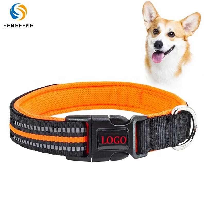

Wholesale Custom Suppli Adjustable Nylon Reflective Padded mesh Heavy Duty Pet Dog Collar, Picture show or custom color