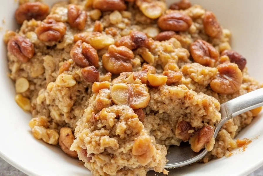 Individual portions of cinnamon date walnut baked oatmeal in meal prep containers with fresh date slices on top