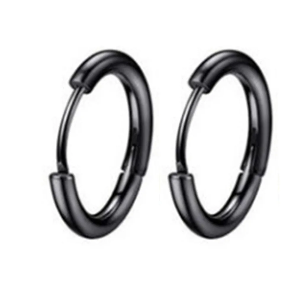 

ERJSF00220 Kpop Mens 25MM Round High Polished Surgical Steel Hoop Huggie Earrings for Women