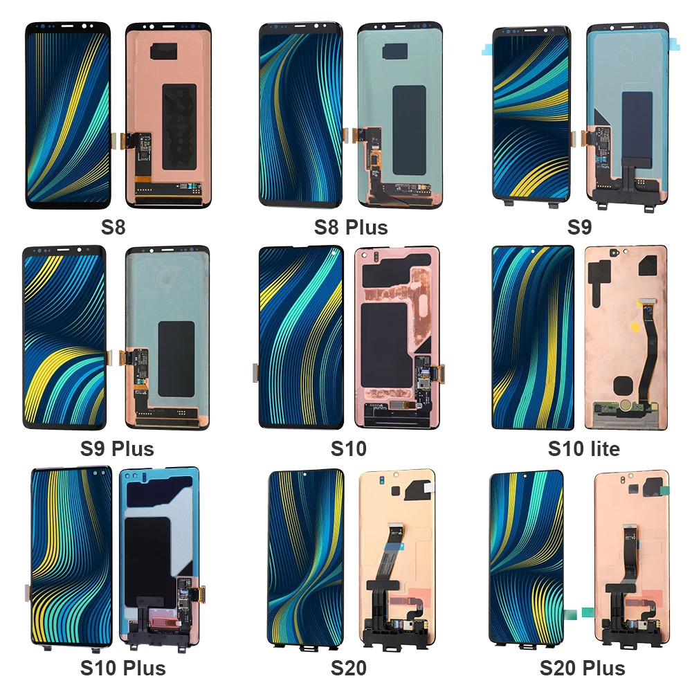 

LCD Screen For Samsung For Galaxy S8 S9 S10 S10E S10 PLUS S20 Plus S20 Ultra LCD Display Screen Touch Digitizer Replacement, Black,blue,gray,gold,pink
