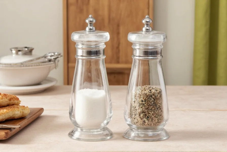 Mainstays Classic Glass Salt and Pepper Shakers on kitchen table