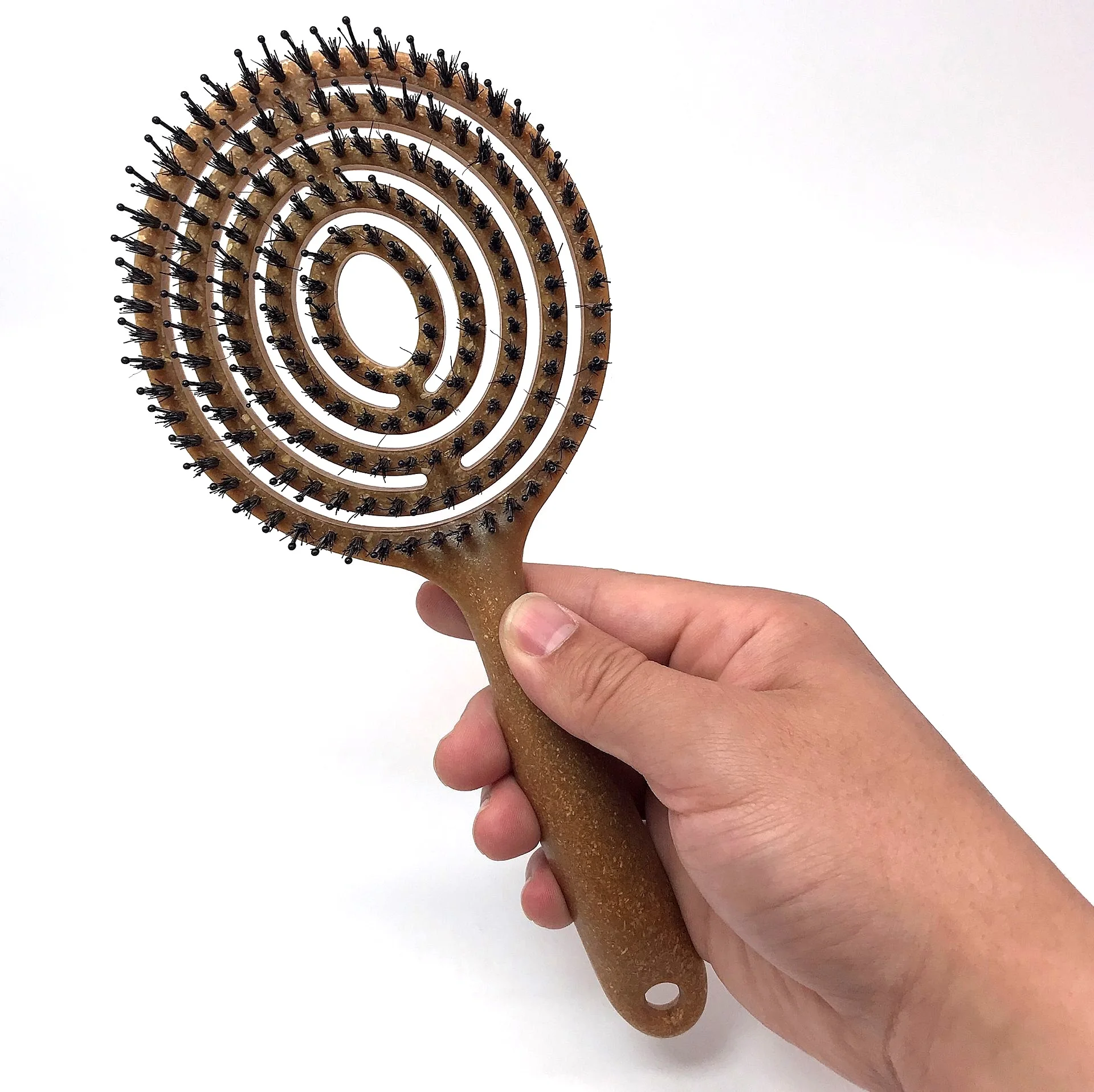 

new design round shape wood grain color flexible ventilated hair brush detangling hair brush for all types hair