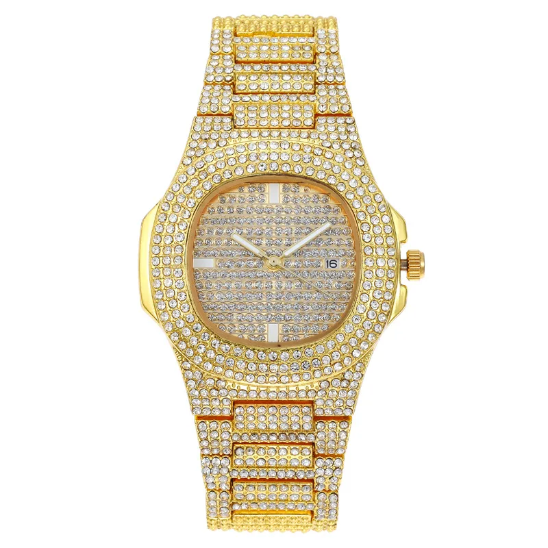 

Hot Sale Luxury Wristwatches Micro Pave Diamond Calendar Watch Hip Hop Glitter CZ Wrist Watch Iced Zircon Quartz Watches Women