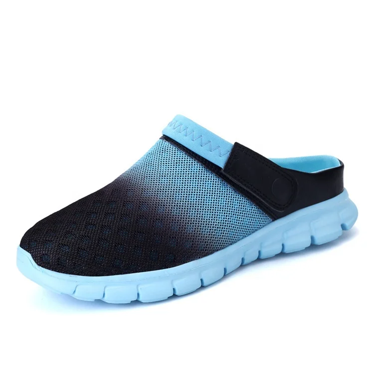 

High quality low MOQ fashion gradient soft non-slip durable garden unisex couple mesh clog shoes slipper sandals men, Picture