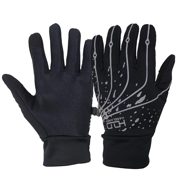 

HANDLANDY In Stock Black dendritic pattern winter sport gloves outdoor gloves with Touch Screen, Black/green