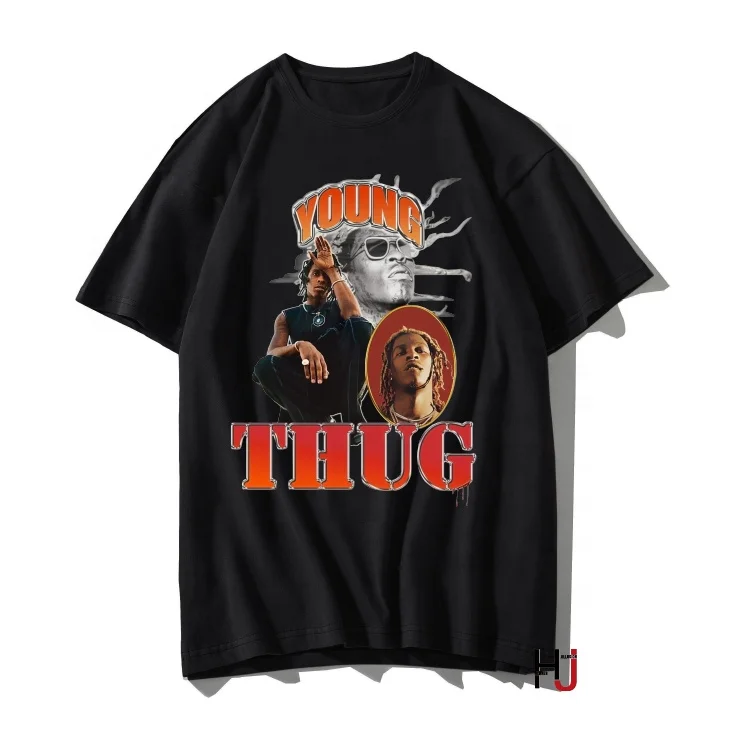 

90S Rapper Asap Rocky Young Thug Tee Shirts Men Tops Cool Oversize Shirts Loose Hiphop Clothing Male T-Shirt Plus Size T Shirt