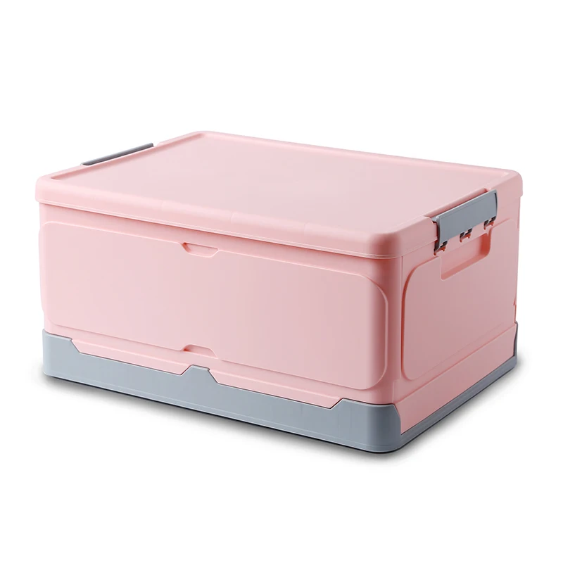 

Durable Collapsible Box Plastic Stackable Foldable Storage Box With Lid Folding Storage Bins, Transparent