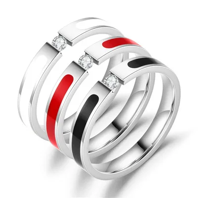 

2021 new design stainless steel fashion fingerzircon simple couple open wedding rings jewelry women
