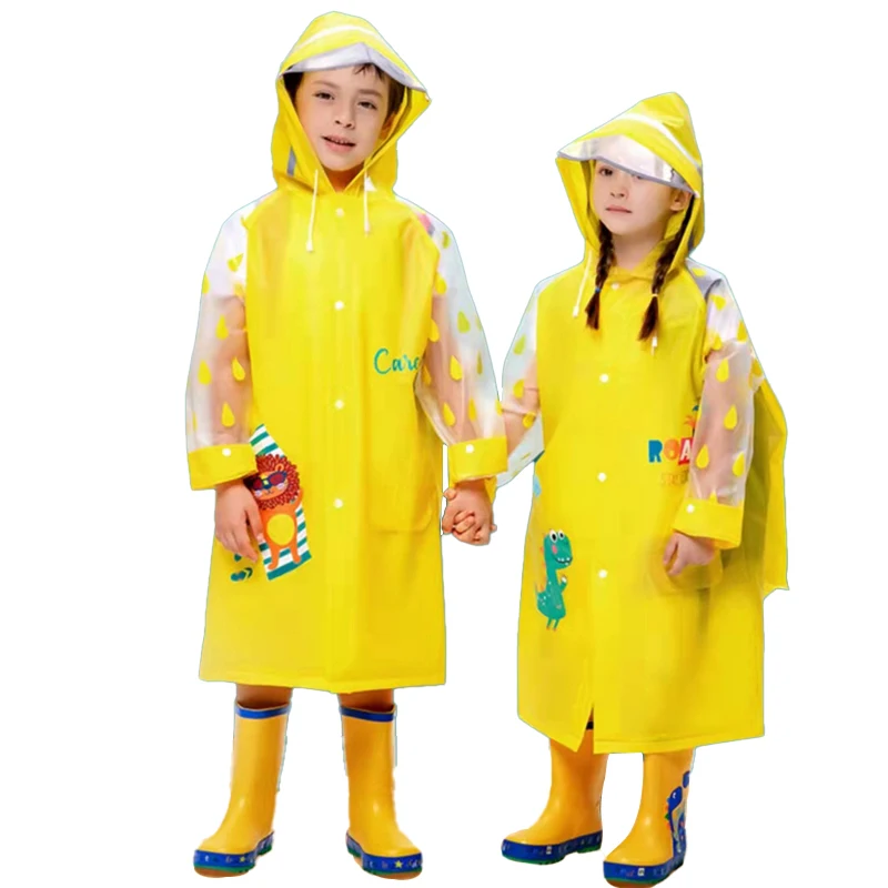 

Wholesale reusable waterproof raincoat jacket cartoon rainwear EVA Children rain coat for kids, Pink,yellow,blue,green