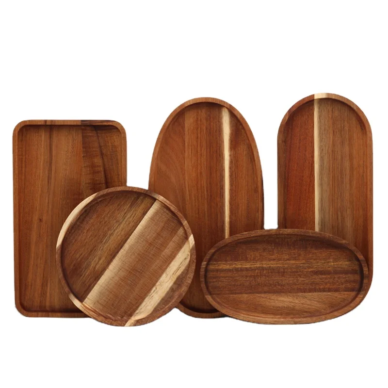 

Rectangle wood square shape serving wooden food plate bread wood tray for cake