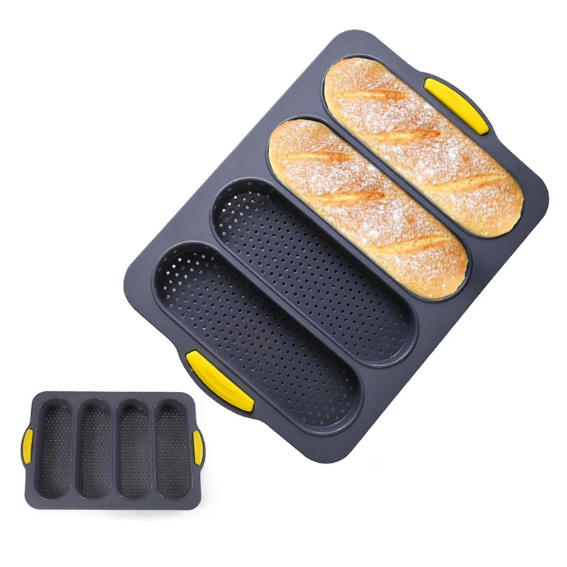 

Silicone Baking Pan for Baking Bread, 4-Slot Baguette Silicone Mold, Bread Baguette Pan, Multi color chooses