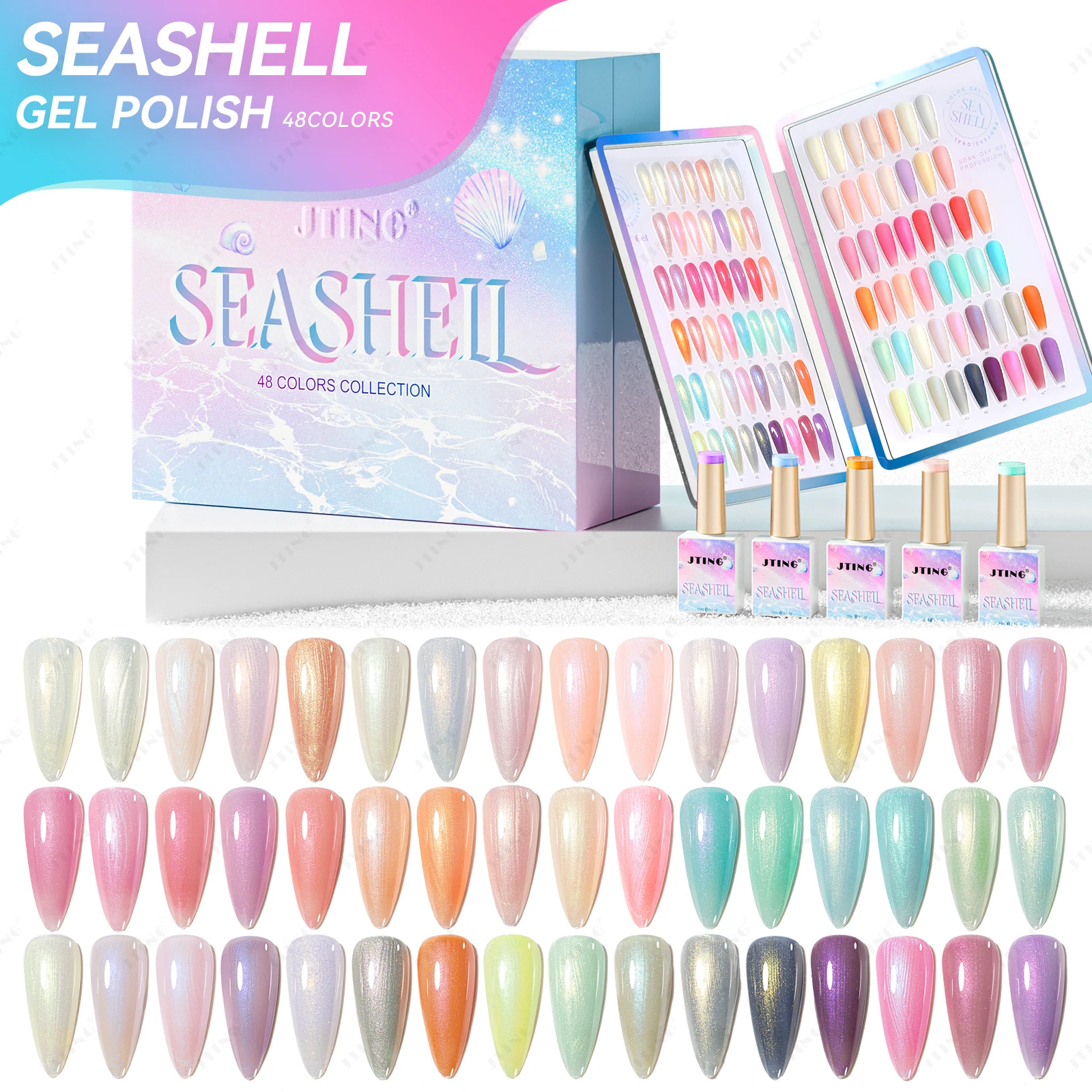 JTING New Popular Seashell Gel Collection 48colors Set Box with Unique Color Book OEM Private Label Dream Summer Gel Nail Polish