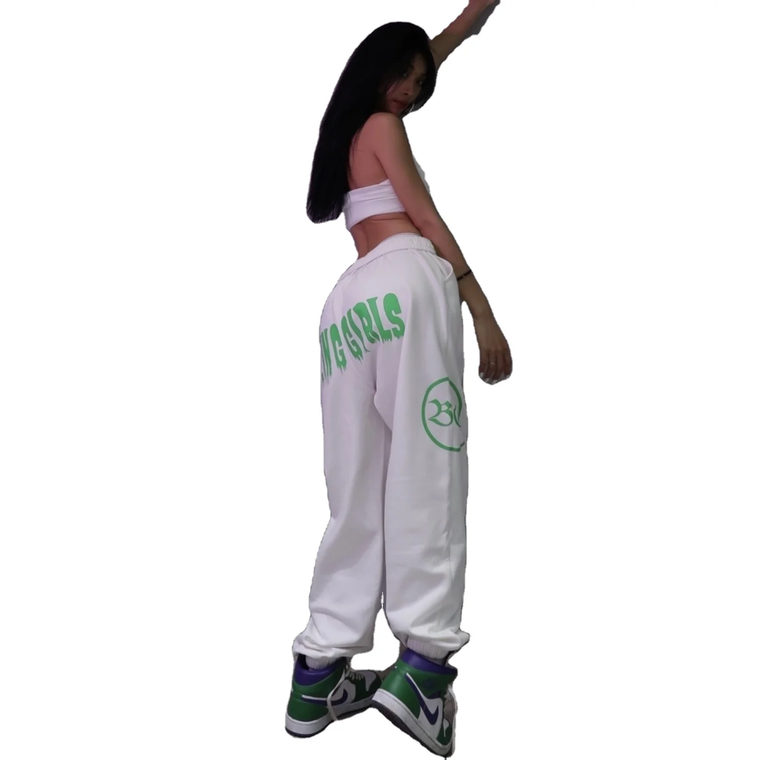 

New white sweatpants loose-fitting hip-hop pants jazz hip-hop print pants, 2 colors