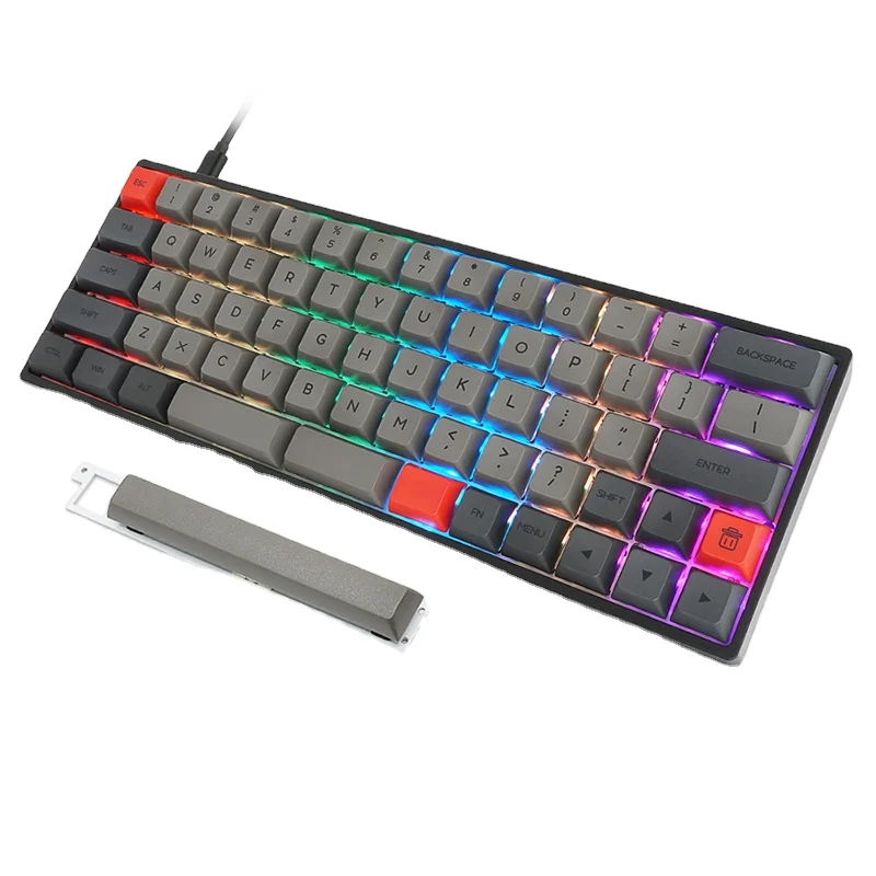 

In stock GK64XS free combination keycaps switch 60% wireless gaming keyboard Kit, Black white