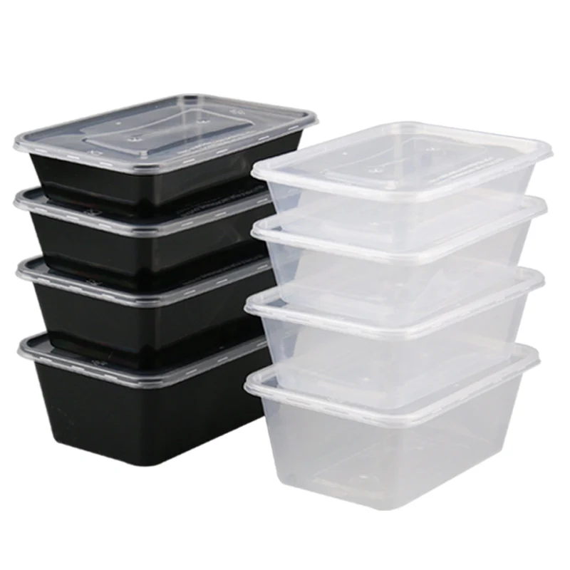 

PP Injection High Transparent Rectangle Plastic Disposable Food Container Take Away Food Packaging Lunch Box, Transparent/black/ white