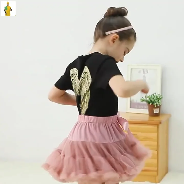 DOMIRY Tulle Tutu Skirt for Little Girls Layered Sparkle Star Princess Ballet Dance Dress Puffy Skirts Clothes 