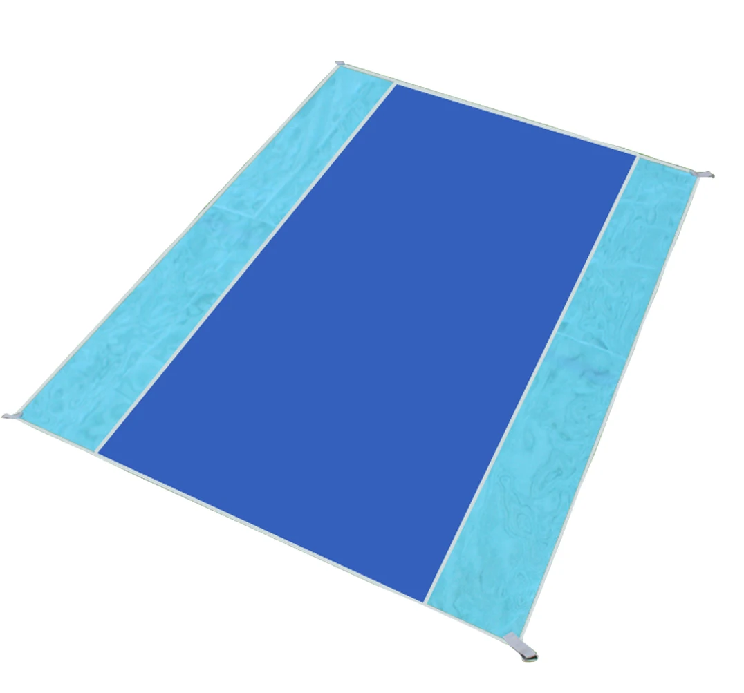 

Hot Selling Outdoor Portable Two layers Nylon Mesh Sand Proof Free Portable Folding Beach Mat Blanket With Logo