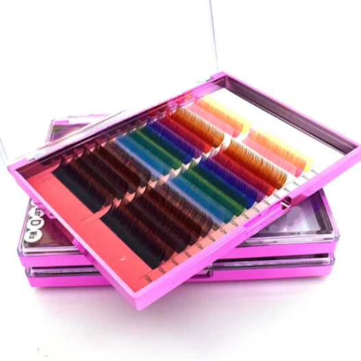 

Wholesale Individual Color eyelash extension Own Brand mixed tray volume colored eye lashesh extensions, Natural black