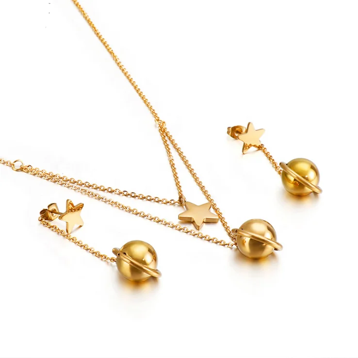 

UNIQ Gold Star Choker Necklace for Women Pentagram Shaped Elegant Jewelry Set