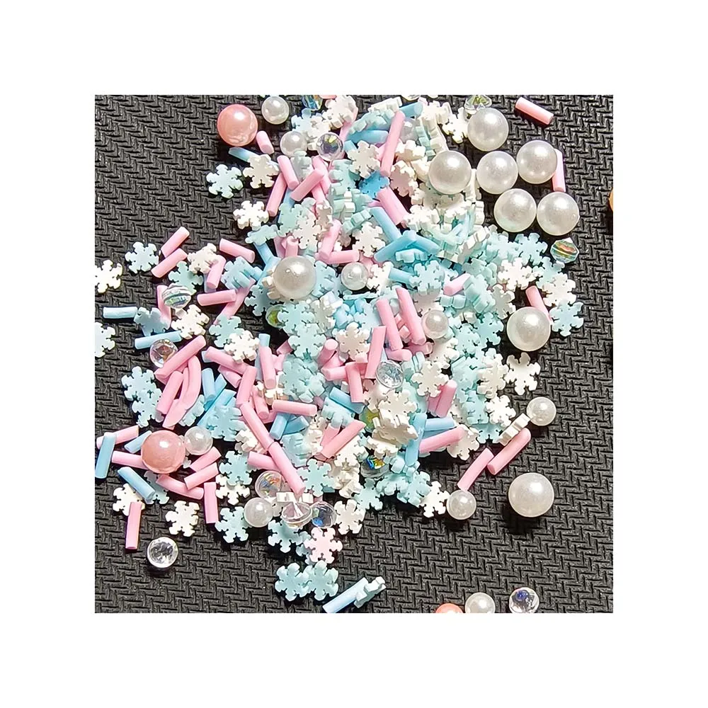Christmas Series Blue Pink  White Snowflakes Mixed Nail Thin Clay Slices Soft Pottery Flakes Elegance Temperament Nail Jewelry