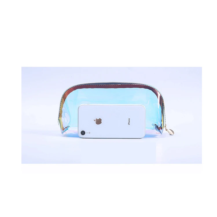 

Wholesale Customized Fashion Holographic Makeup Bag TPU PVC Travel Waterproof Cosmetics Bag, Customized color