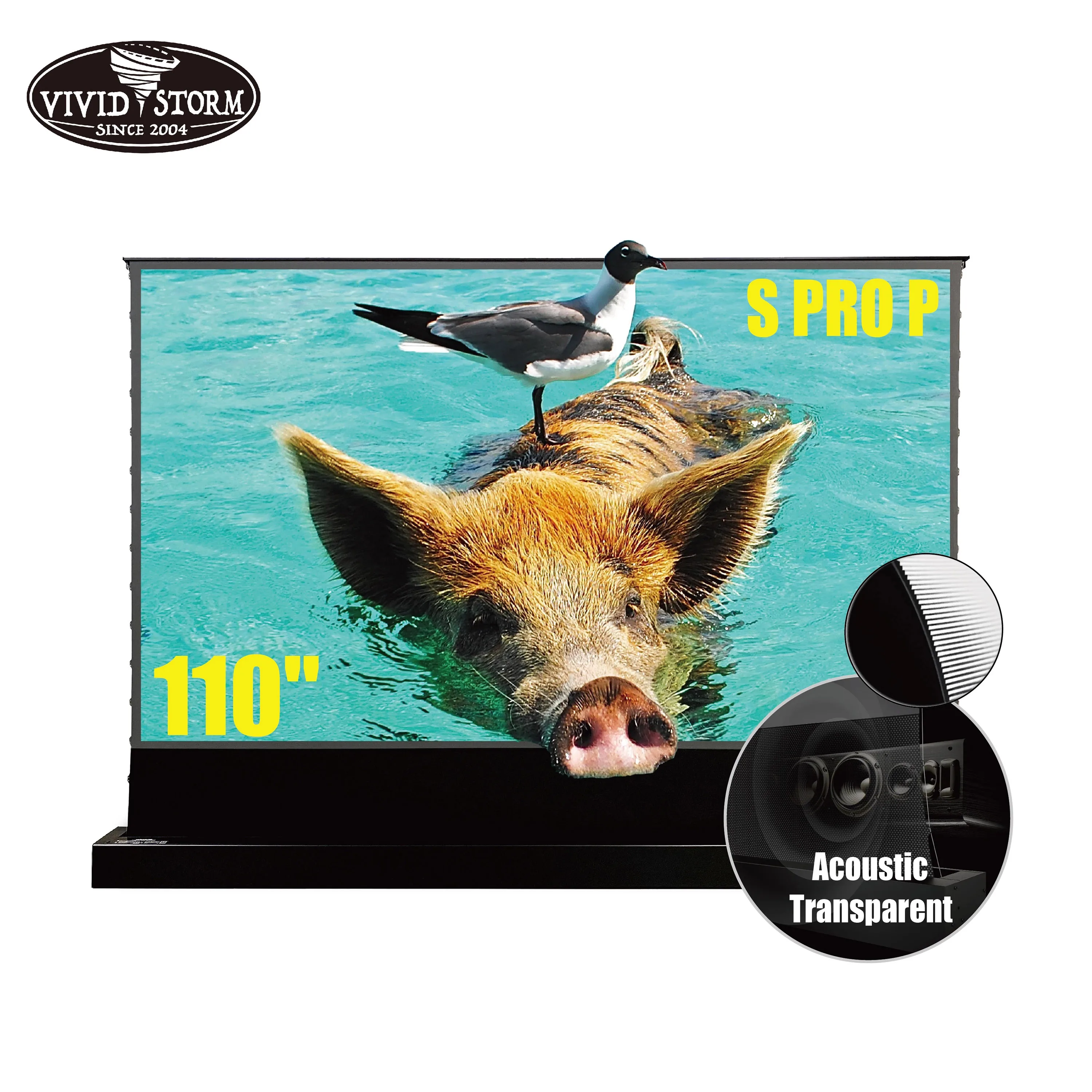 

S PRO P 110 inch VIVIDSTORM Sound Transparent Perforated Portable ambient light rejecting 4k UHD Laser projector screen