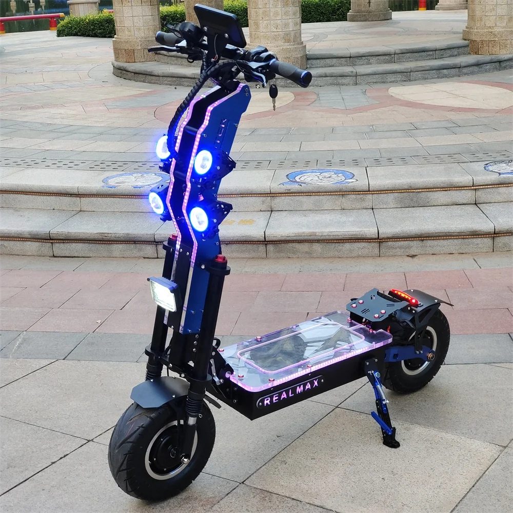 

REALMAX 8000w 13 inch 60v long range 80-110kms 72v 10000w dual motor adult electric kick scooter with dual motor, Blue