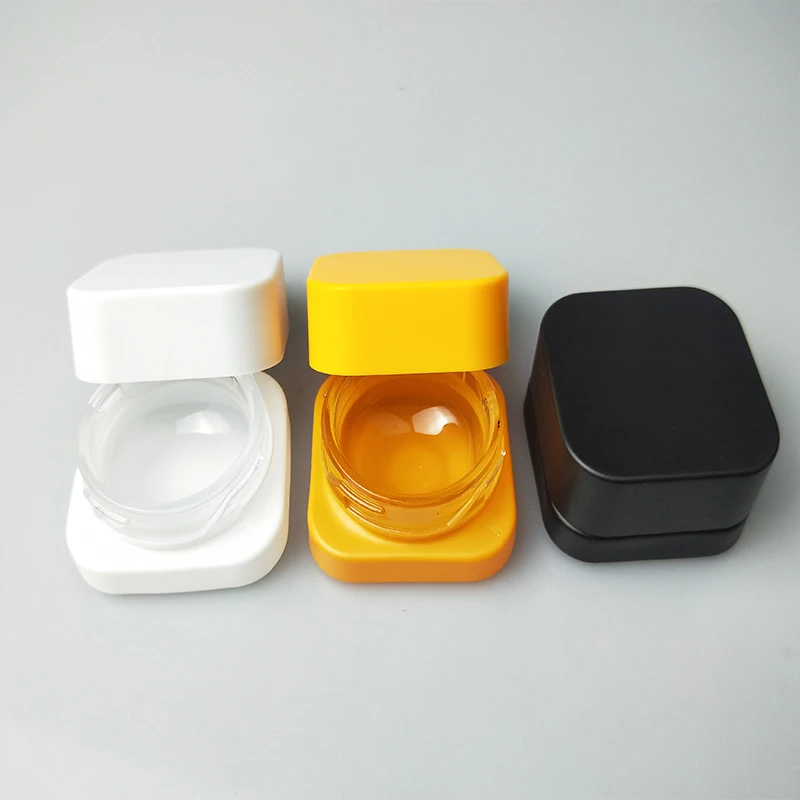 
Hot Selling 5ml Dab Jar Square Cube Glass Jar Food Grade For Extract Concentrate Wax Child Resistance Lid 