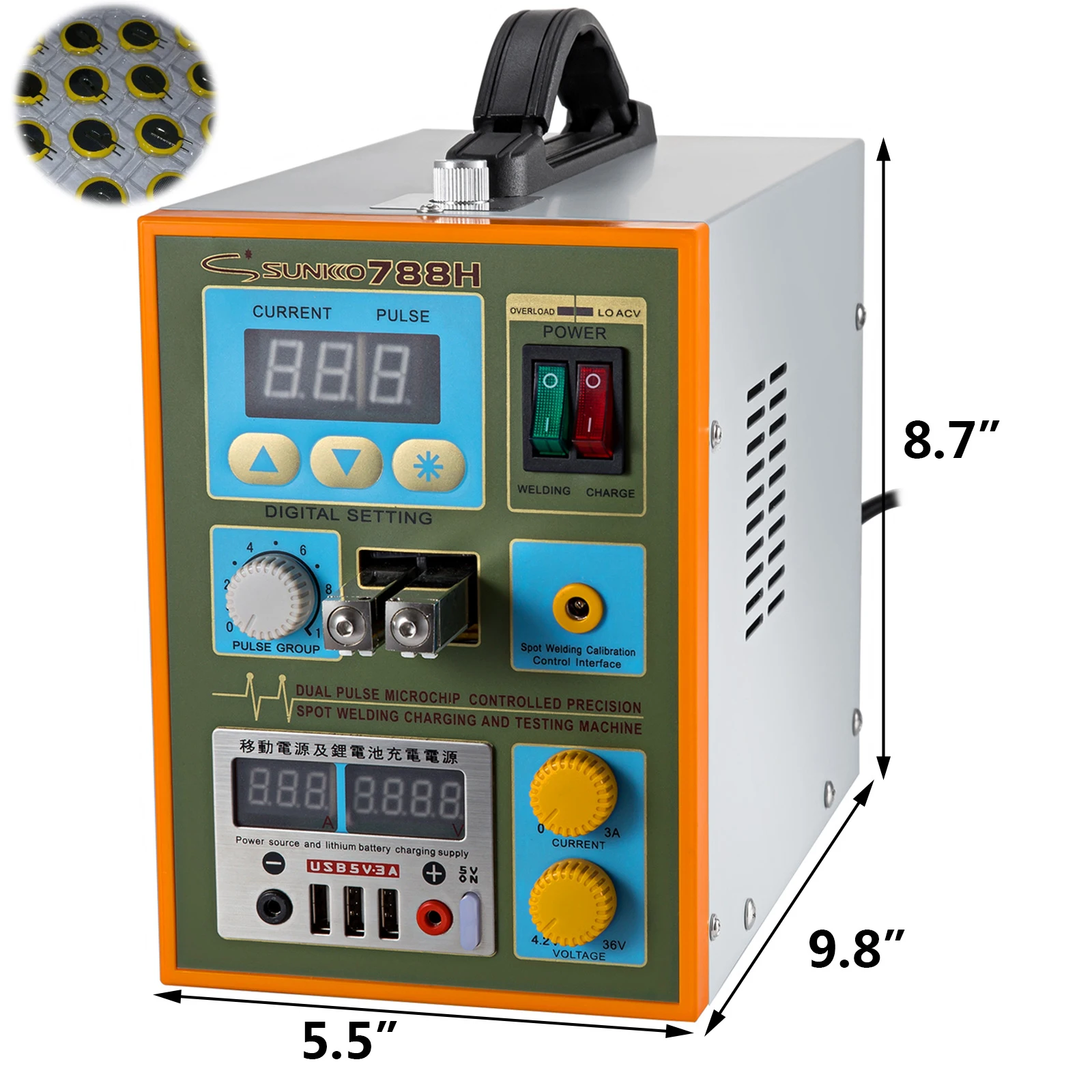 0.05-0.2mm 788H-USB Battery Pulse Spot Welder w/ 1Kg Nickel Plated Steel Strip for 18650 With LED Lighting Function